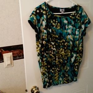 Capped sleeve multi color blouse